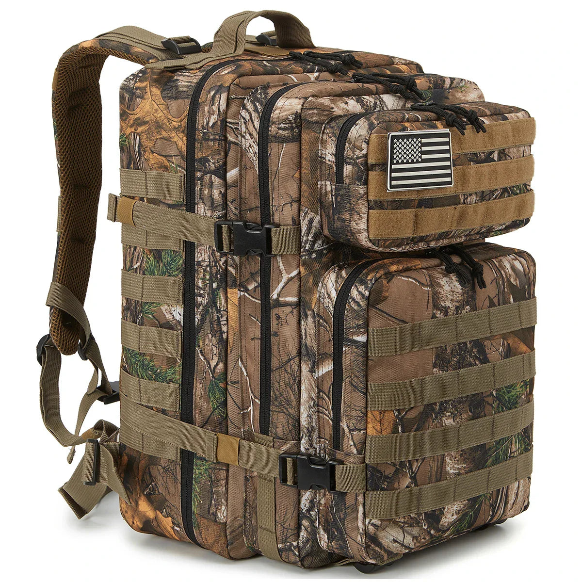 Maliben | Tactico45 45 L Outdoor Rucksack | Molle-System | 3-Day Capacity | Robust & Multifunctional – Black/Khaki/Olive