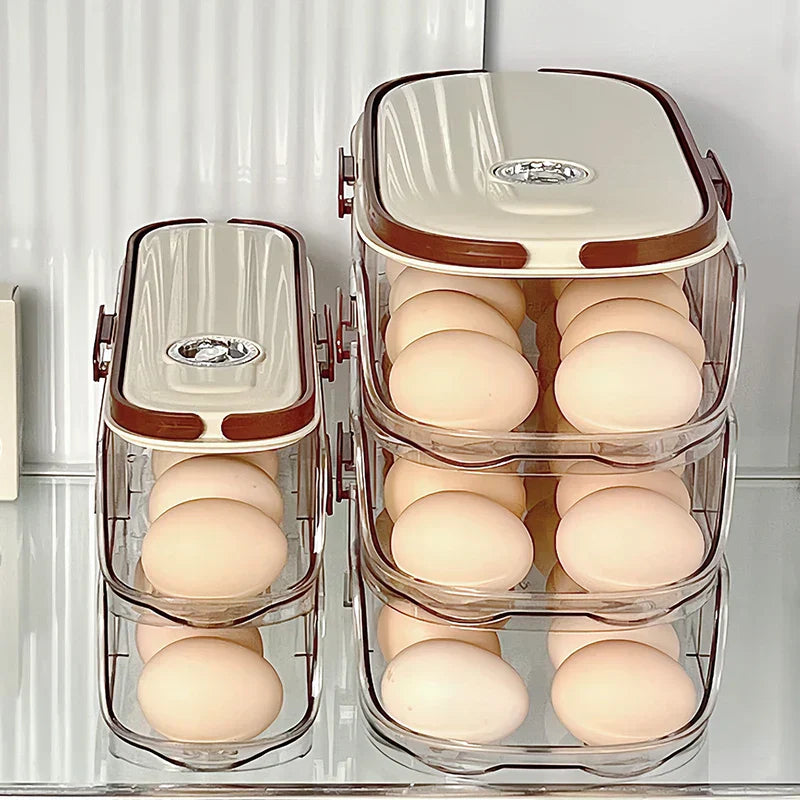 Maliben | Fridge Organizer Automatic Rolling Transparent Egg Storage Box