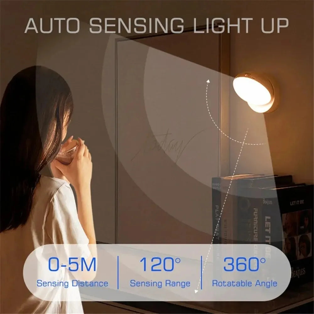 Maliben | Lumiflex360 Led Night Light | Motion Sensor | 360° Rotatable | Rechargeable | Magnetic & Wireless