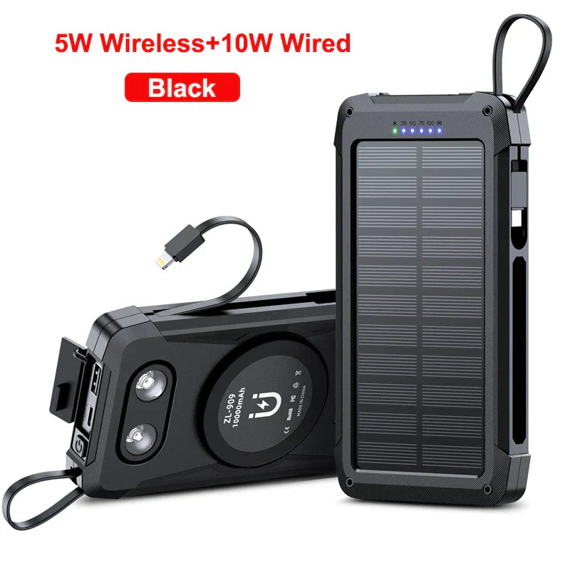 Maliben | Voltaris Magcharge Solar Powerbank 10000mah | Magnetic Wireless Charging | 22.5w Fast Charging Function | With Cable & Flashlight | For Iphone, Samsung & Co.
