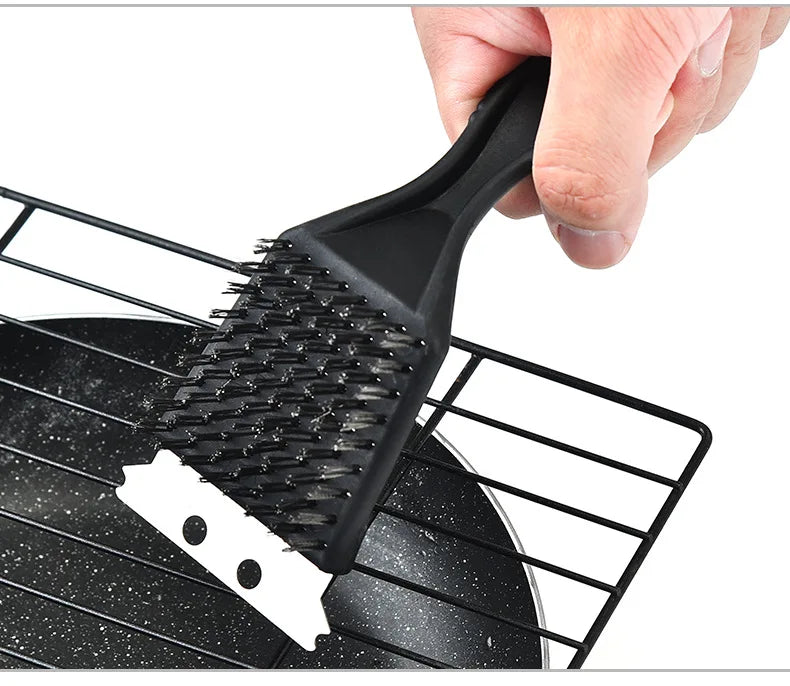 Maliben | Grillmeister Bbq Brush | 3-In-1 Grill Cleaner | Stainless Steel Bristles & Anti-Slip Handle