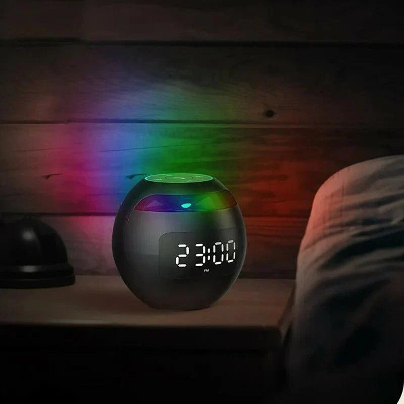 Maliben | Ball Speaker Alarm Clock | Bluetooth 5.0 | Led Night Light | 2200 Mah Battery