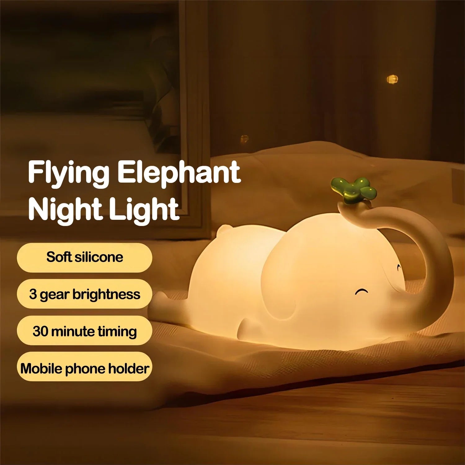 Maliben | Lumidum Led Night Light | Soft Silicone | 3 Brightness Levels | Portable & Rechargeable | 17.7 × 9.1 Cm