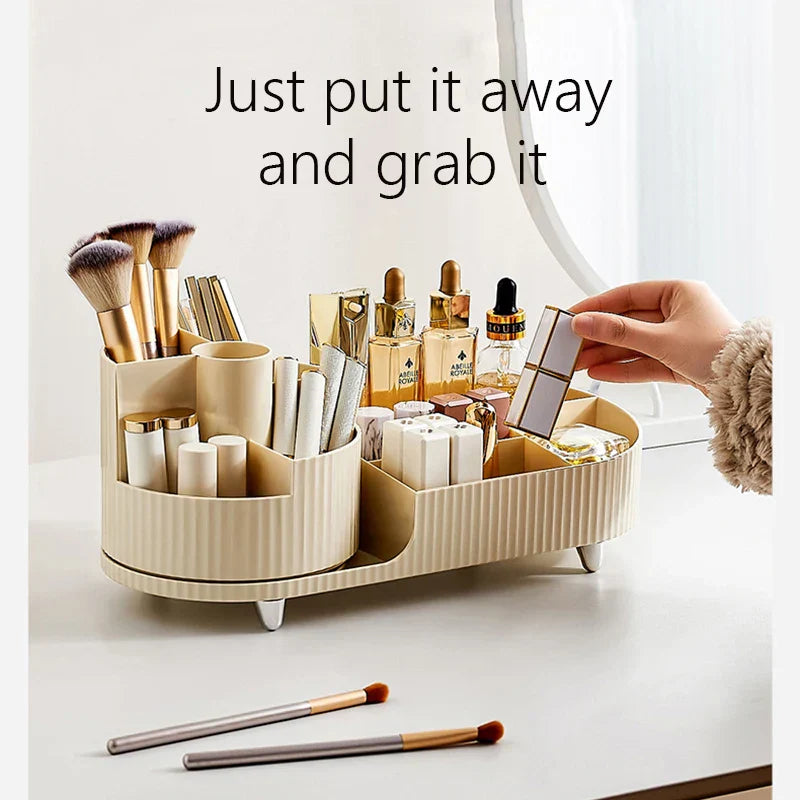 Maliben | Clearlyn Spinbox Rotatable Make-Up Organizer Made Of Plastic | Cosmetic Box With Compartments | 360° Rotating & Space-Saving | Acrylic Look