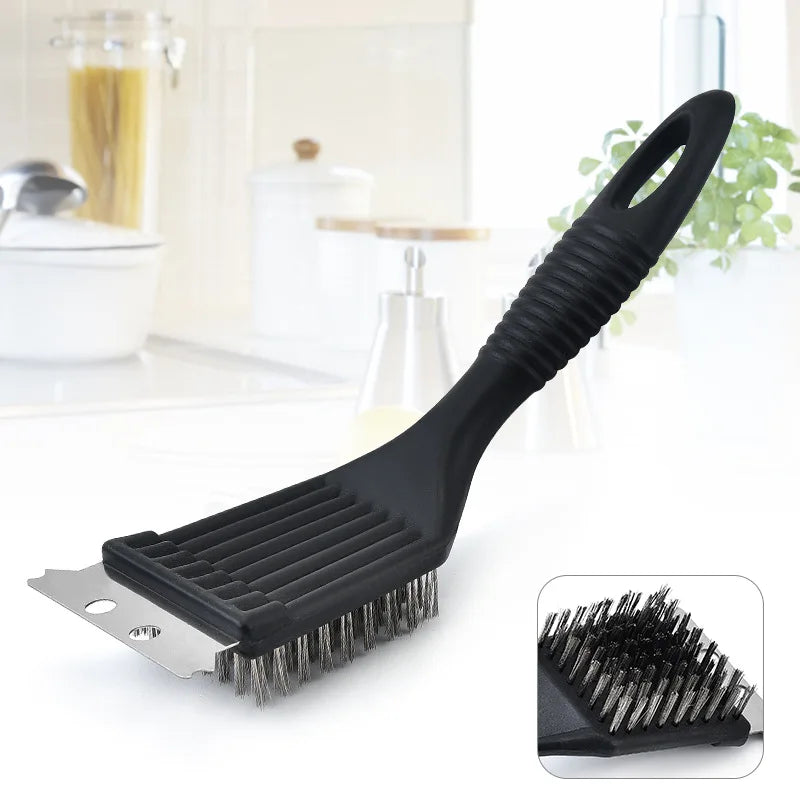 Maliben | Grillmeister Bbq Brush | 3-In-1 Grill Cleaner | Stainless Steel Bristles & Anti-Slip Handle