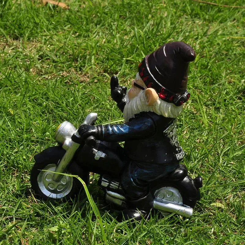 Maliben | Gnome On Motorcycle Resin Figure For Garden
