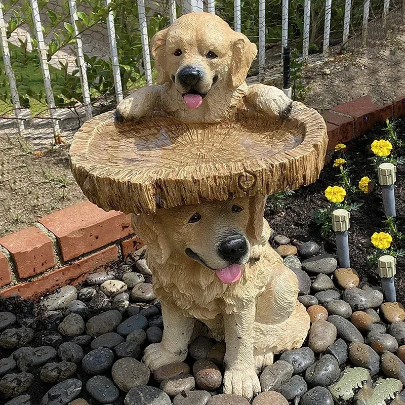 Maliben | Golden Retriever Puppy Bird Bath Garden Statue
