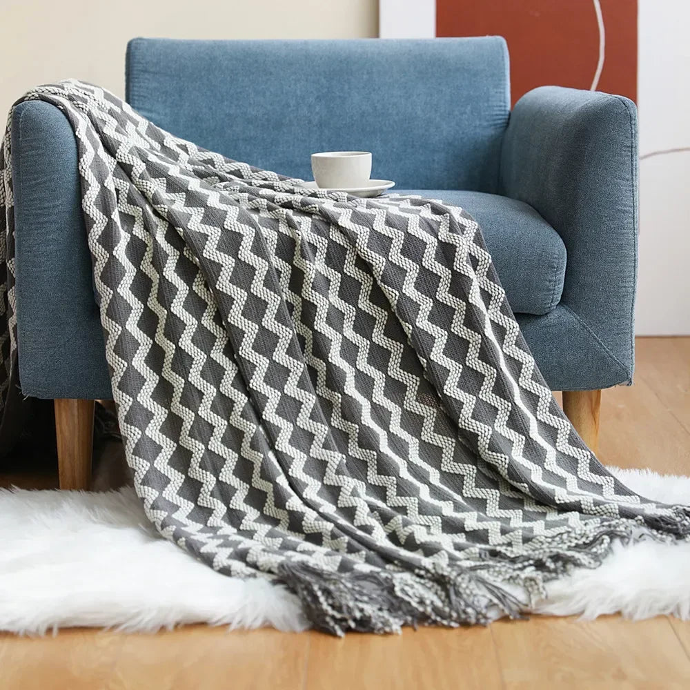 Maliben Nordic Style Dick Knitted Blanket