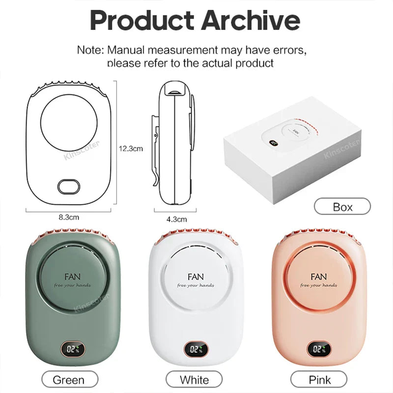 Maliben | Ventiwise Mini Fan | 3-Speed Turbo | Led Display & Battery 2000 Mah | Compact & Rechargeable