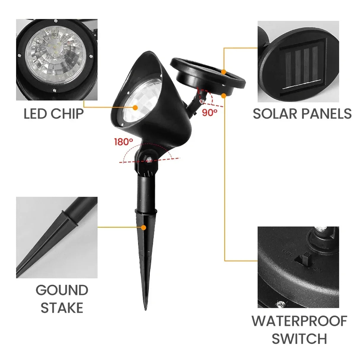 Maliben | Solar-Spotlight Lumifokus | Led Garden Spotlight | Ip65 Waterproof | For Trees, Paths & Landscape Lighting
