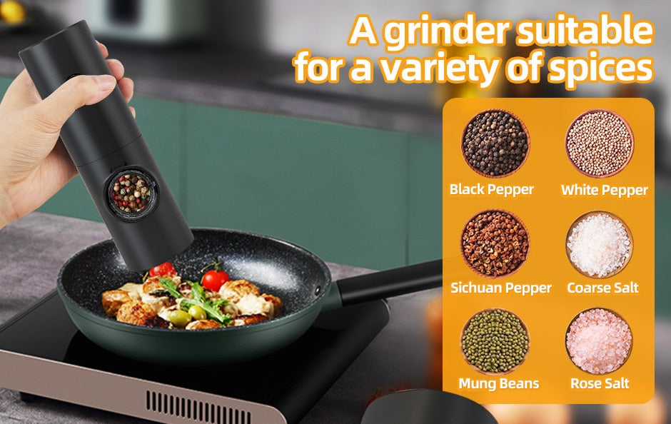 Maliben | Electric automatic pepper and salt mill with LED light and adjustable grind - Perfect for the kitchen or the restaurant