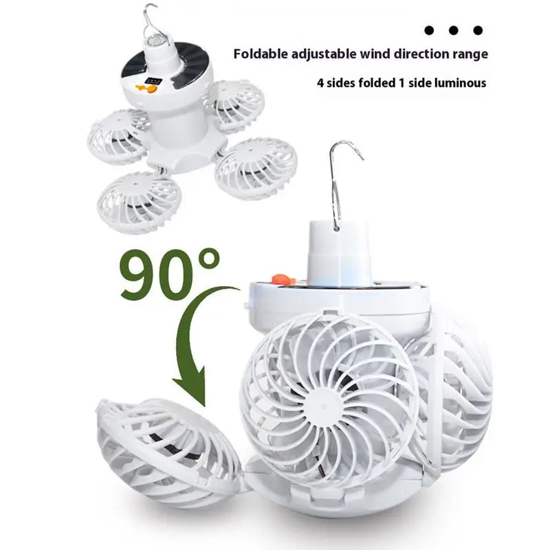 Maliben | Ventolux Solar Camping Lamp With Fan | Foldable & Portable | 3 Wind Levels & Led Lighting | For Tent, Terrace & Outdoor
