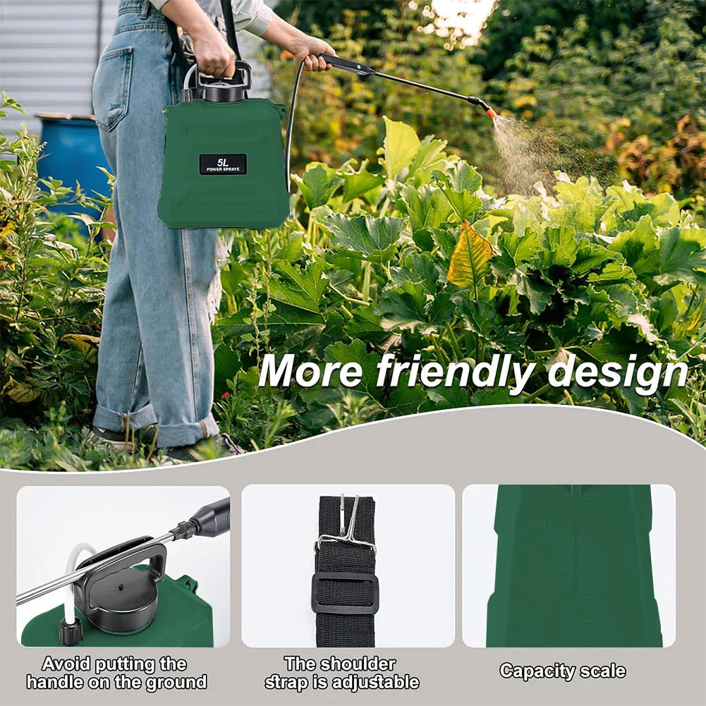 Maliben | Spraymate Pro Battery Pressure Sprayer | 5 L Shoulder Spray Bottle | Usb Charging & Adjustable Nozzle | For Garden, Cleaning & Weed Control