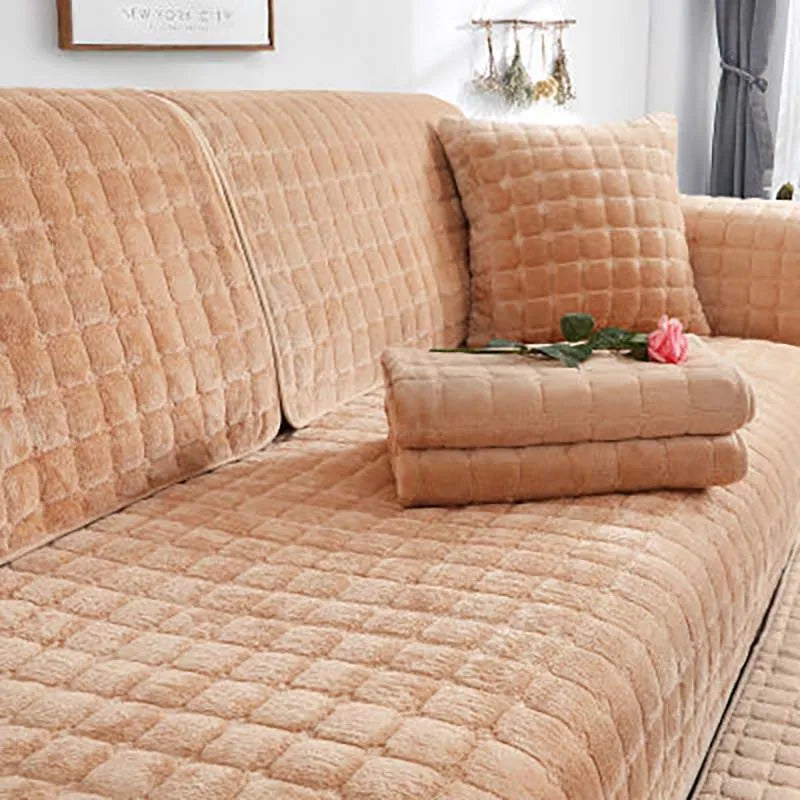 Maliben | Cozy Soft Thick Plush Non-Slip Sofa Cover