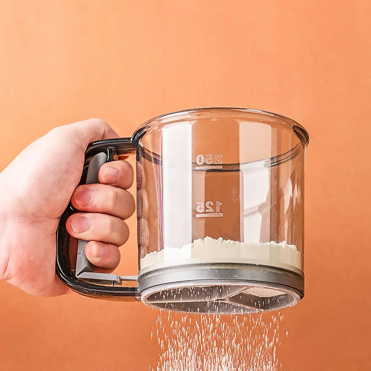 Maliben | Bakina Flour Sieve Semi-Automatic | Double Sieve With Squeeze Handle | Fine Mesh For Baking & Powdered Sugar | Set Of 2