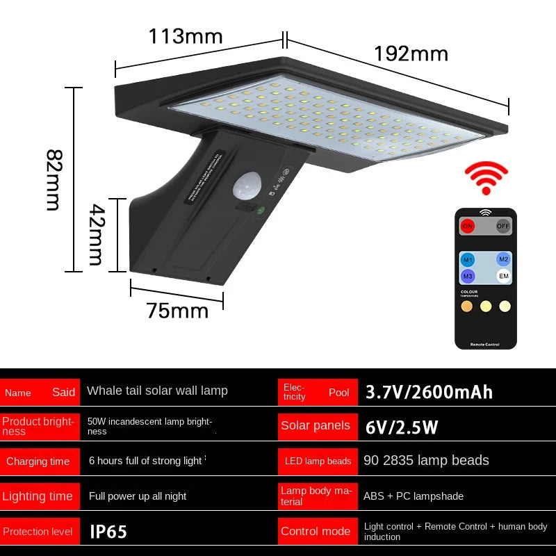 Maliben | Solargo Lightpro Solar Wall Light Outdoor | Motion Sensor & 4 Modes | 90 Leds | Waterproof & Extremely Bright