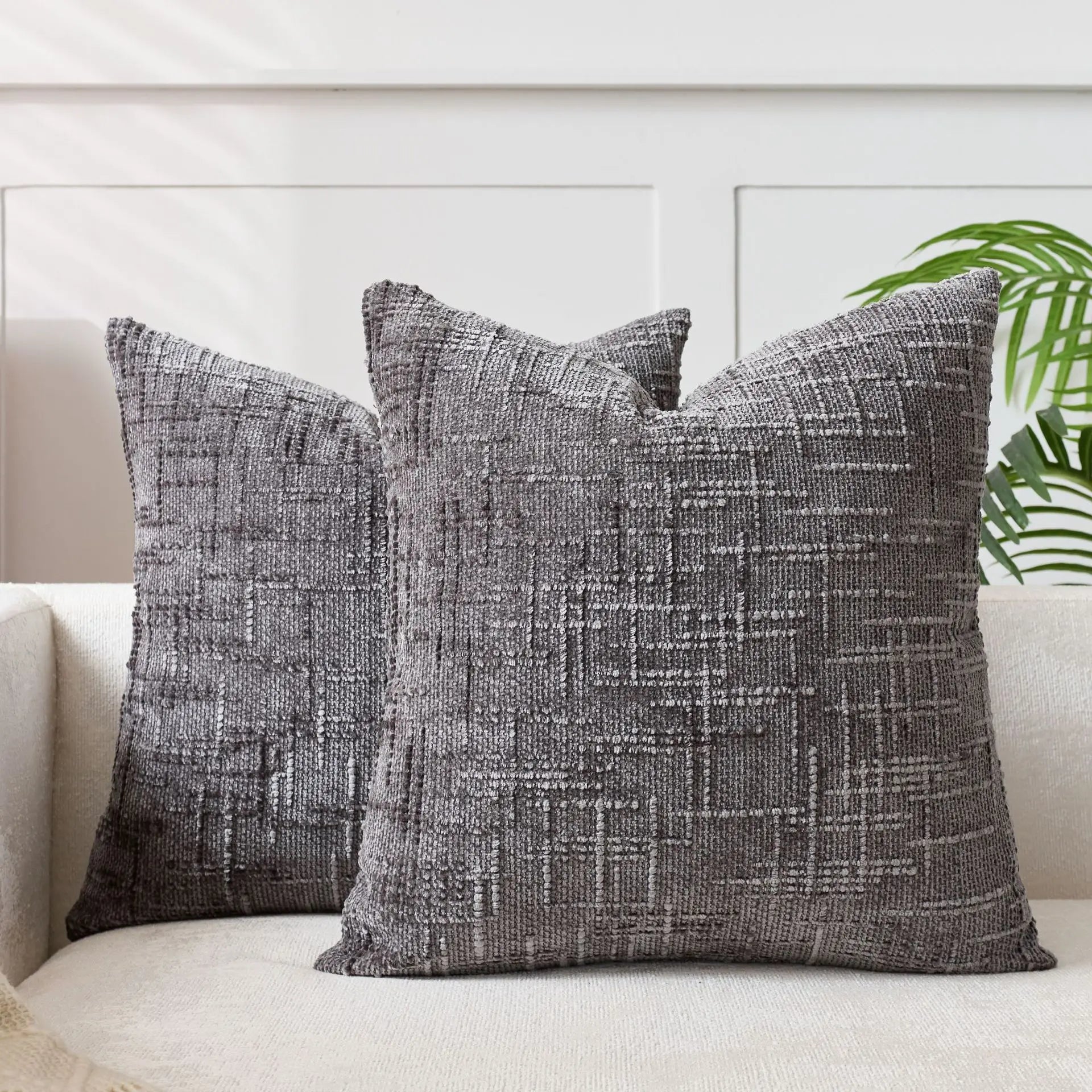 Maliben | Chenille Cushion With Bamboo Texture In Solid Color For Sofa And Bedroom