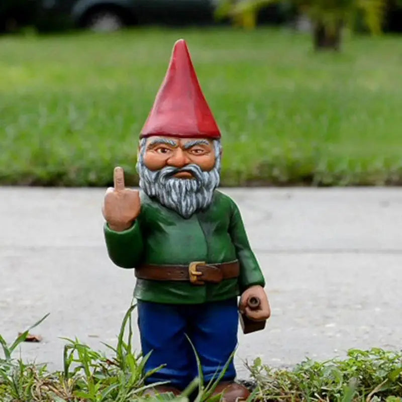 Maliben | Funny Drunk Gnome Figurine With Middle Finger For Garden And Grass Field