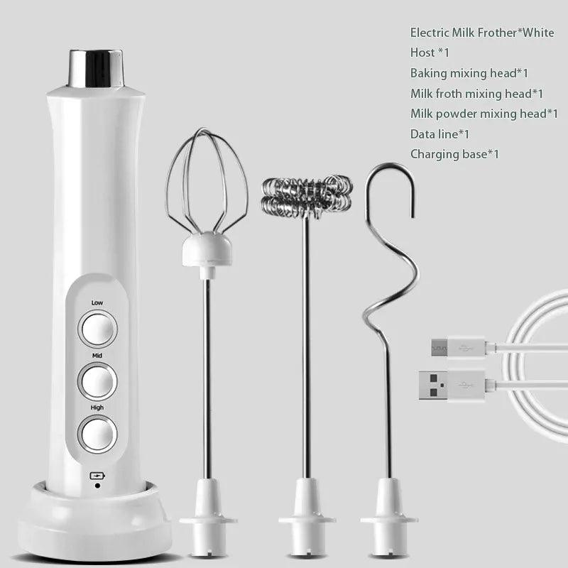 Maliben | 3 In 1 Electric Milk Frother Rechargeable Milk Foam Maker Handheld Frother High Speed Milk Frother Drink Mixer Coffee