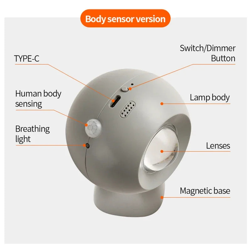 Maliben | Rotating Mini Magnetic Rechargeable Wall Lamp