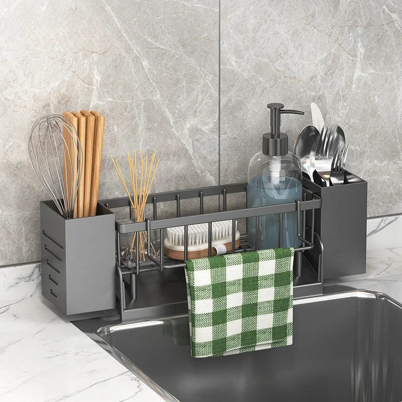 Maliben | Ordinaqua Sink Organizer Shelf | Self-Draining | Holder For Sponge, Soap & Cloth | Expandable & Hygienic | Abs Plastic