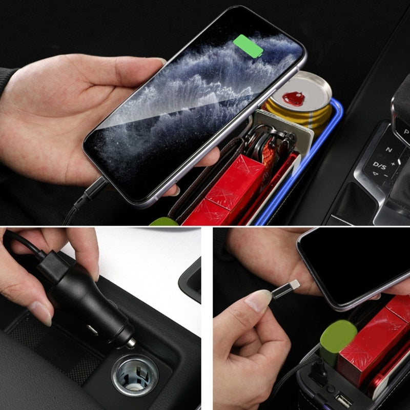 Maliben | Usb Charging Led Car Seat Gap Organizer