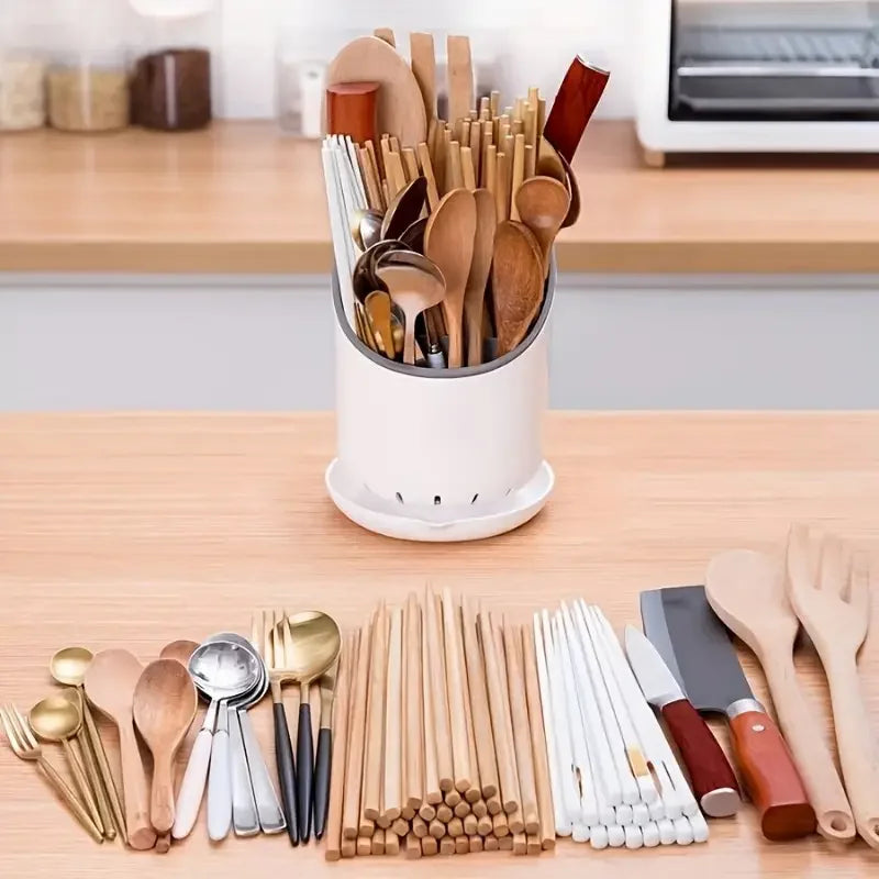 Maliben | Orgaclean Cutlery Holder With Draining Function | Multi-Layer Kitchen Organizer For Chopsticks, Spoons & Cutlery | Hygienic & Easy To Clean