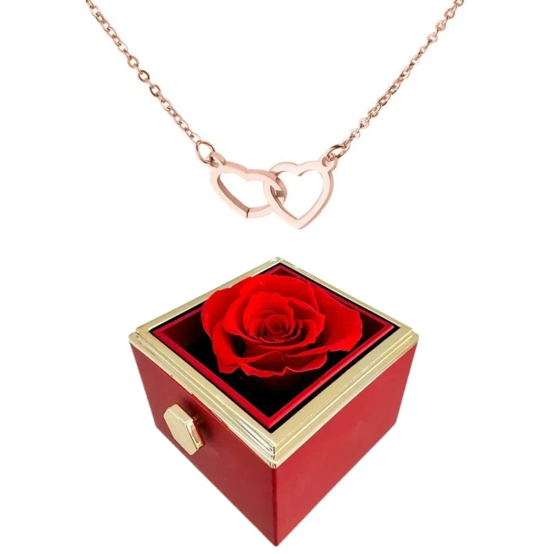 Maliben | Heart Necklace With Rotating Rose Gift Box