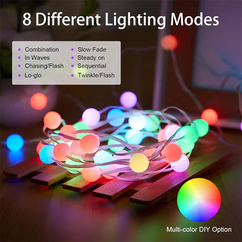Maliben | Lumavo Led String Lights Smart Rgbic | Usb-Powered | Color Change & Music Mode | For Garden & Decoration