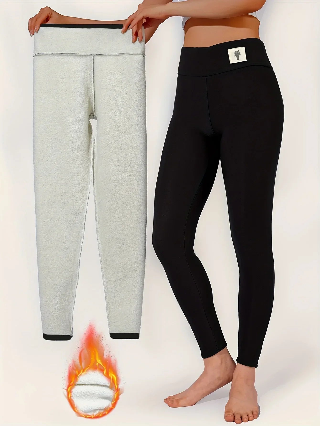 Maliben | Women's Thermal Leggings | Lamb Cashmere Lined & Figure Shaping | High Waist & Booty Lifting Effect | Velureva