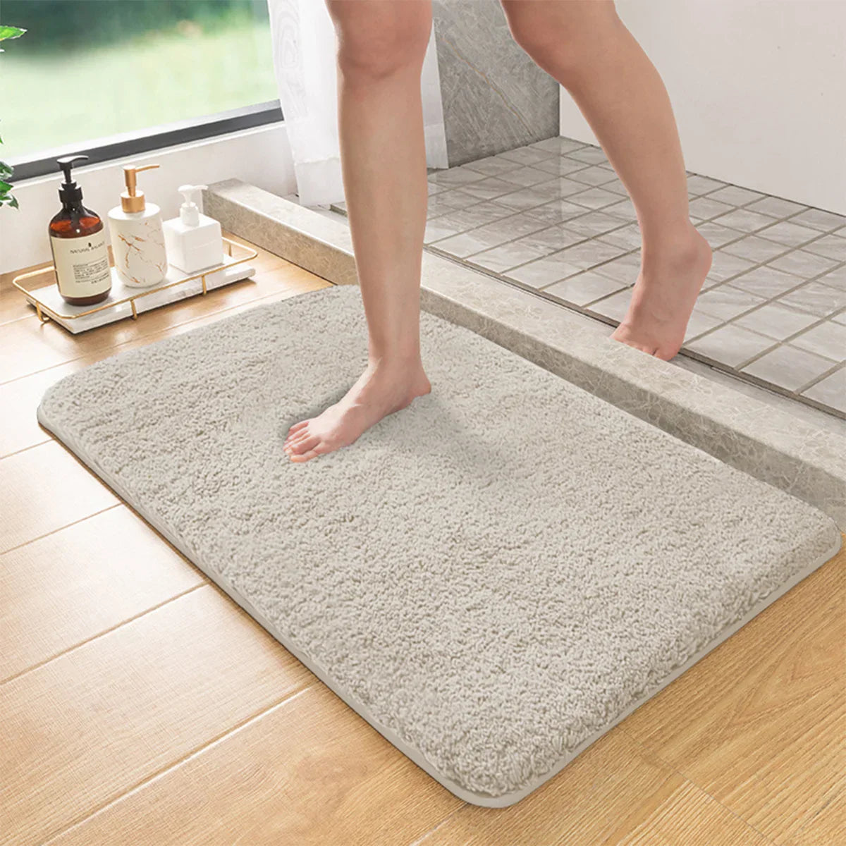 Maliben | Long-Pile, Absorbent Bath Mat With Anti-Slip