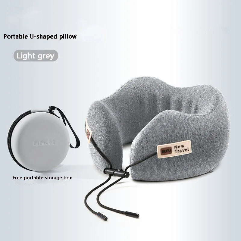 Maliben | U-Shaped Memory Foam Soft Built-In Storage Case Travel Pillow