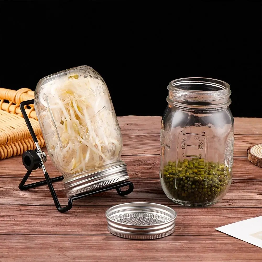 Maliben | Vitakeim Sprouting Jar Set | Stainless Steel Strainer Lid | For Fresh Sprouts At Home | 16oz & 32oz