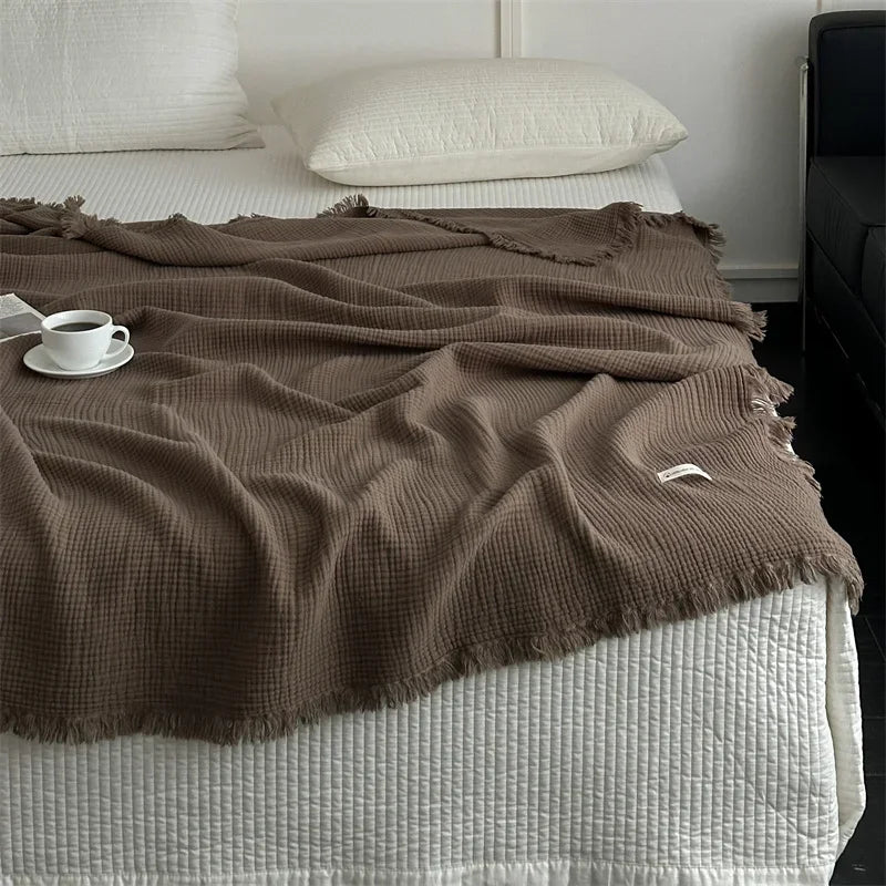 Maliben | Solid Color Cotton Sofa Blanket