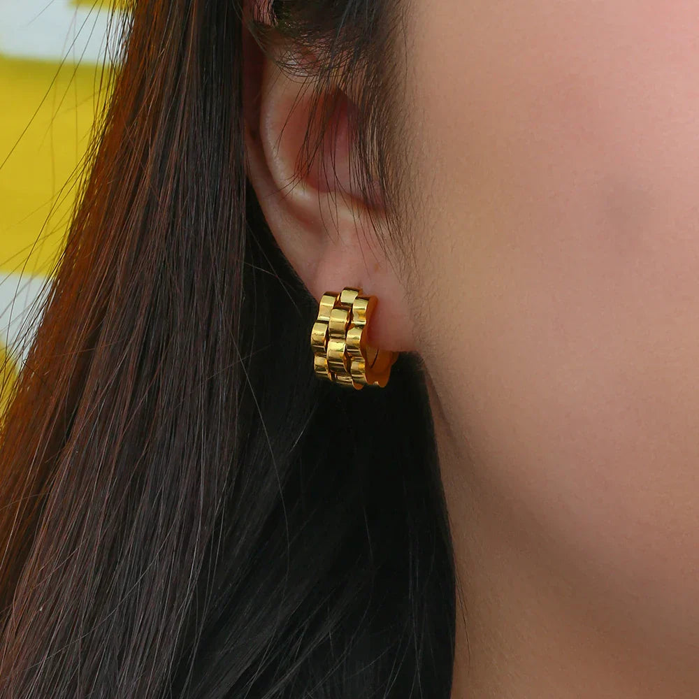 Maliben | Textured Watch Hoop Earrings