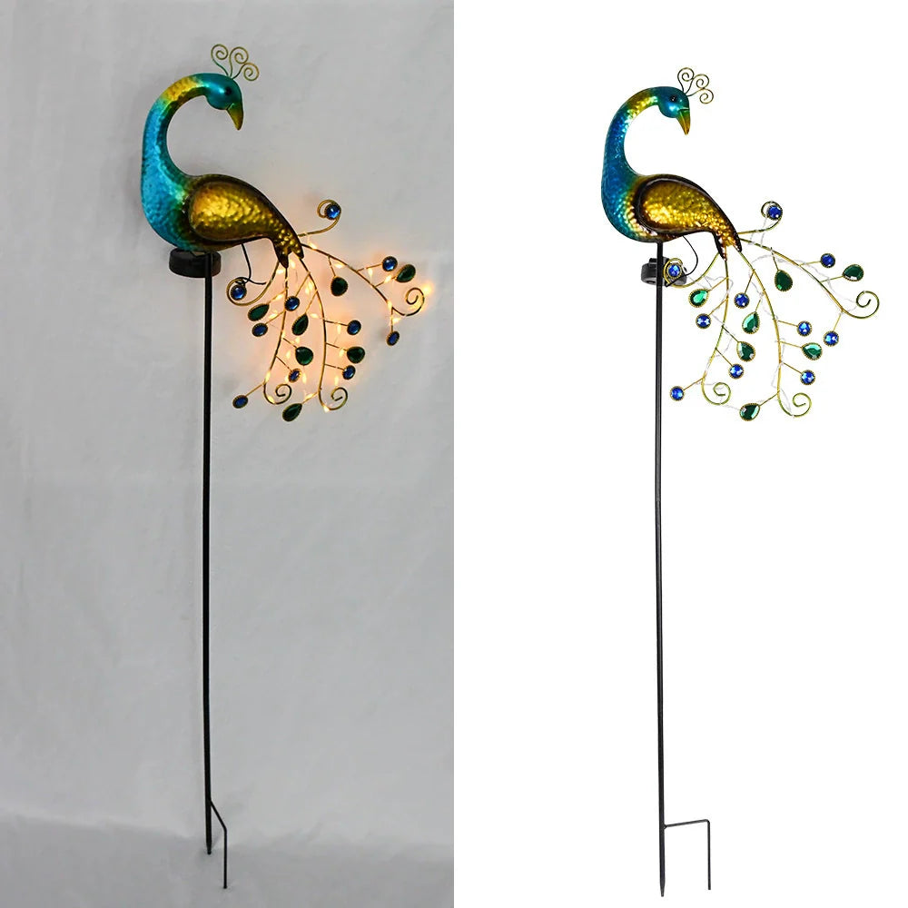 Solar Peacock Garden Light, Iron Art Yard Decoration