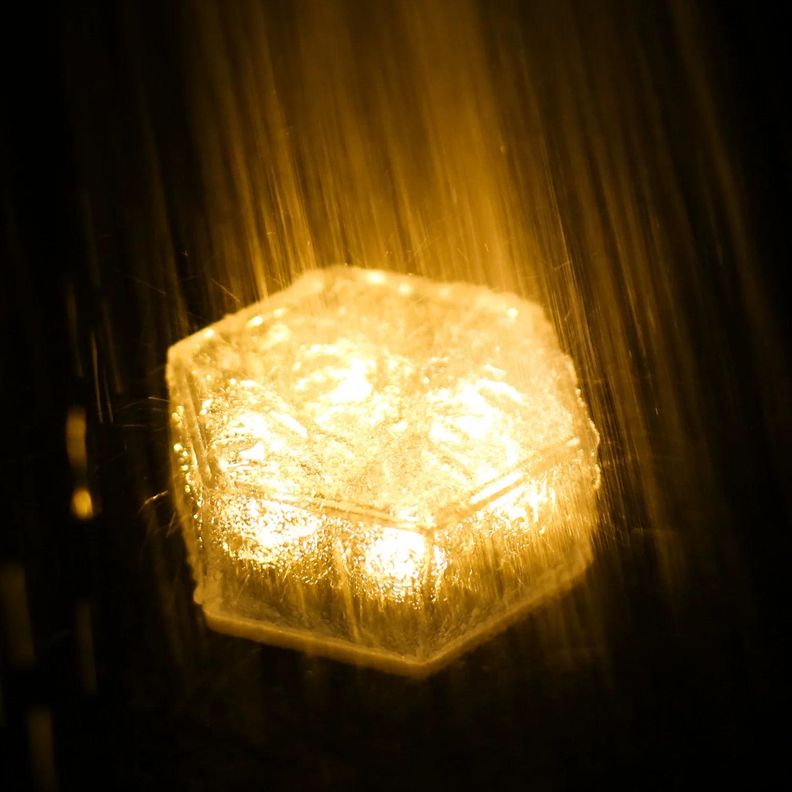 Solar Garden Light, Outdoor Hexagonal Ice Brick Ground Light, Glass-Effect Tile