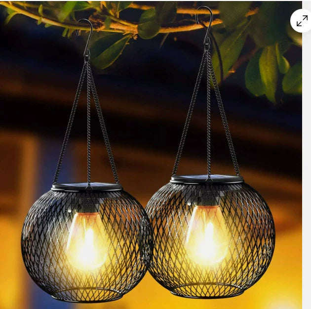 Solar Outdoor Garden Waterproof Hollow Hanging Light