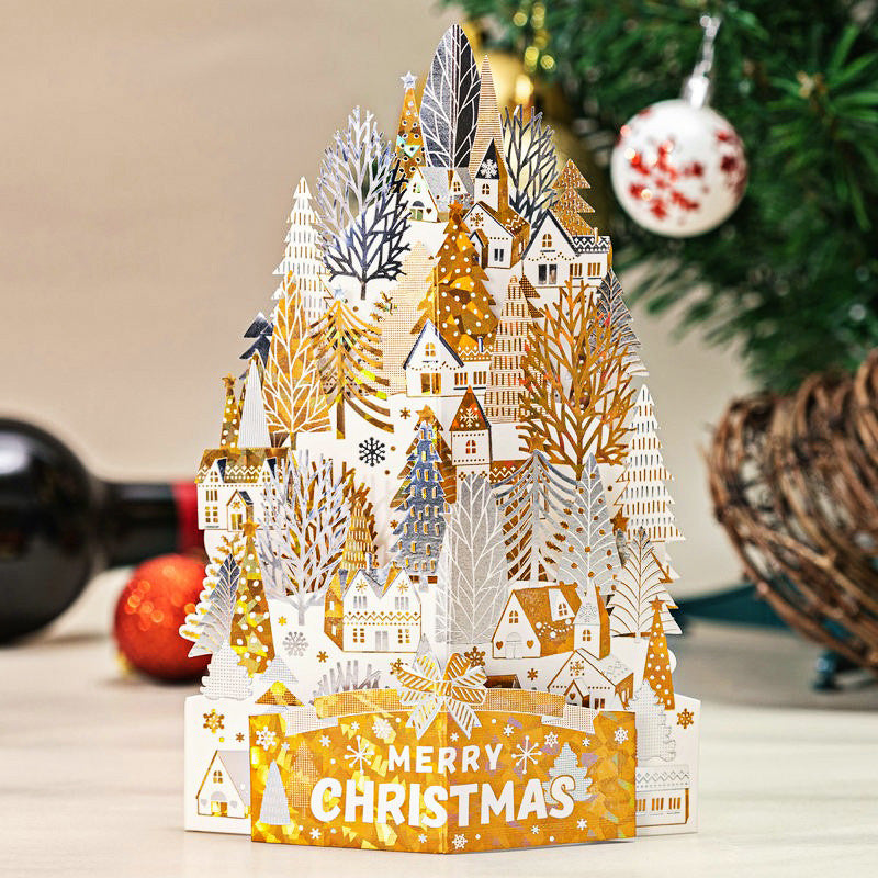 Christmas 3d Pop Up Bronzing Greeting Card