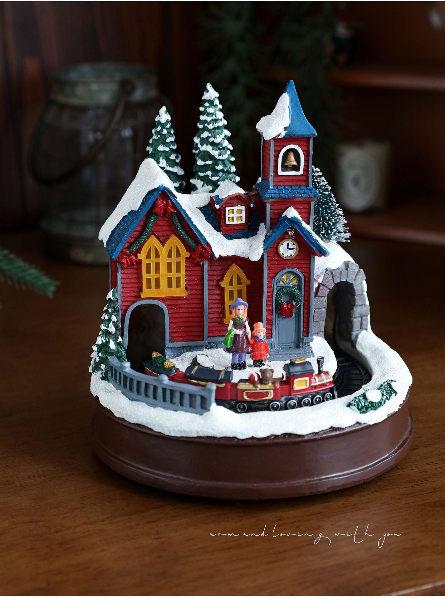 Resin Glowing Rotating Christmas Music Box