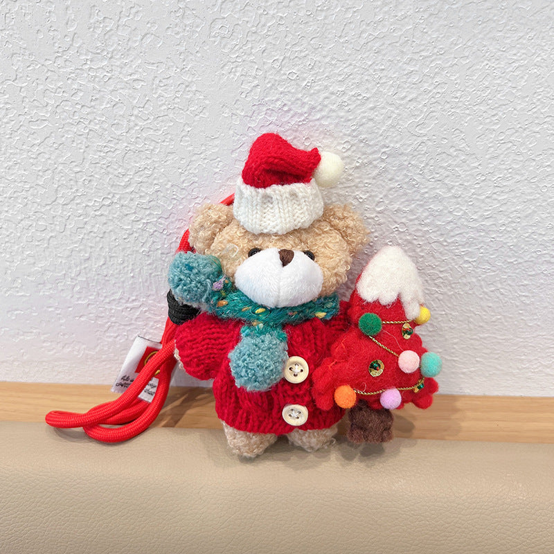 Cute Cartoon Scarf Plush Bear Keychain