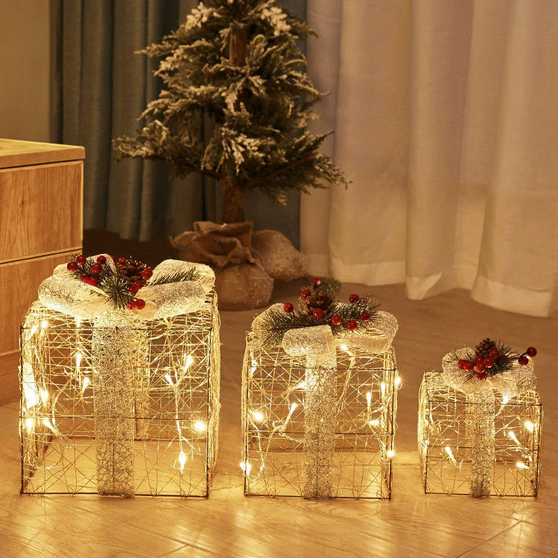 Christmas Glowing Iron Art Deer Sleigh Ornament