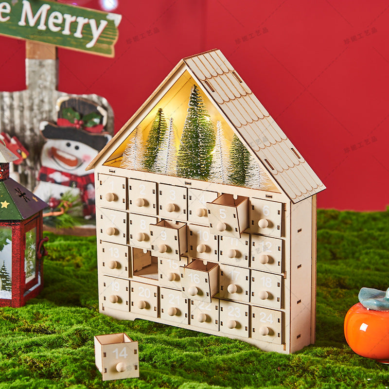 Wooden Led Light Up Christmas Advent Calendar