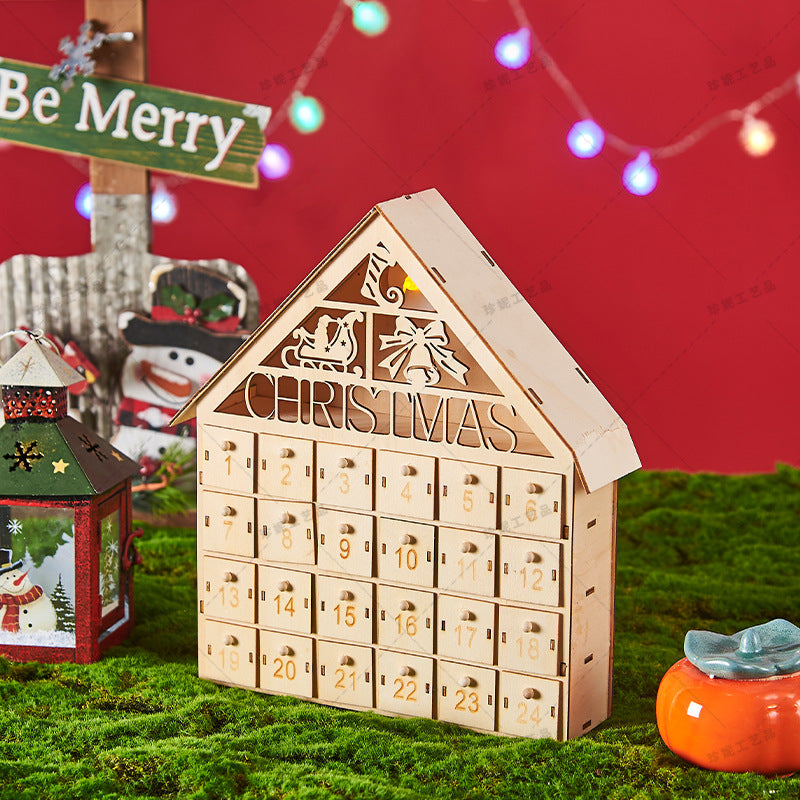 Wooden Led Light Up Christmas Advent Calendar