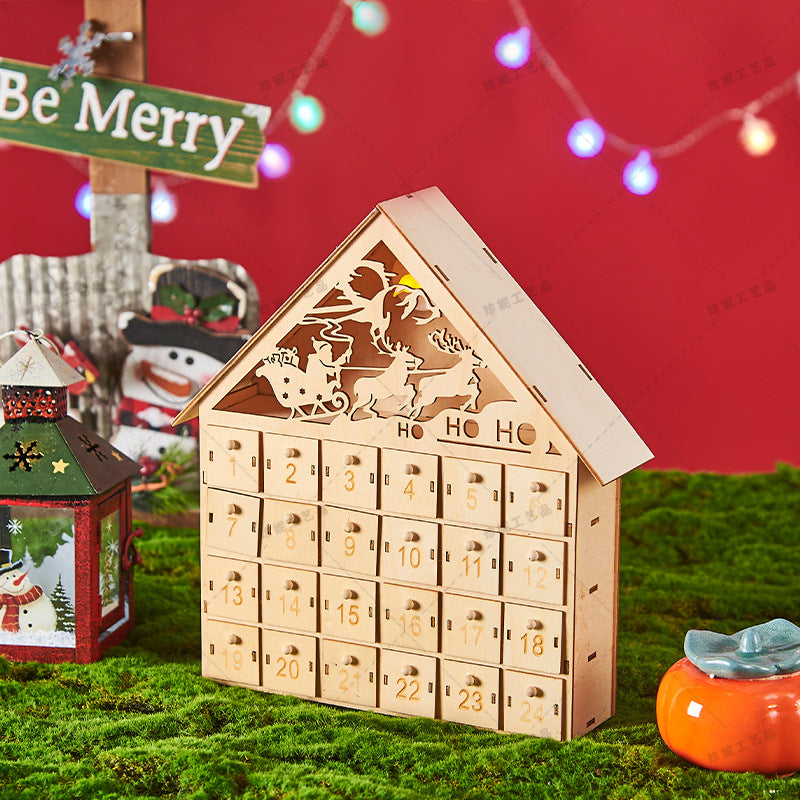 Wooden Led Light Up Christmas Advent Calendar