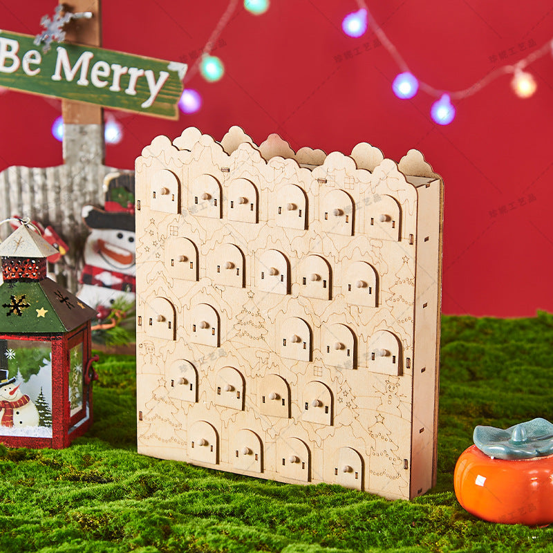 Wooden Led Light Up Christmas Advent Calendar