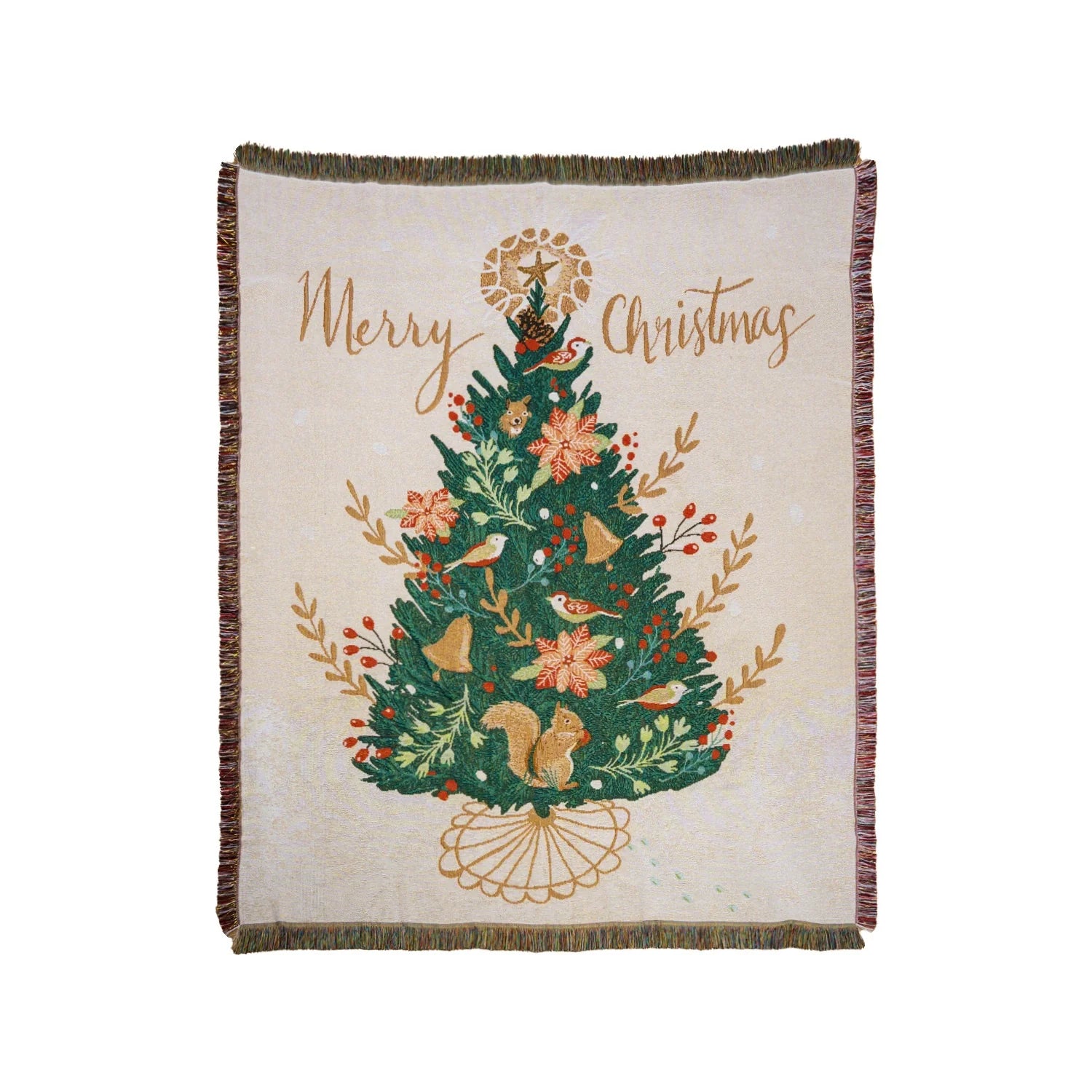 Christmas Squirrel Tree Jacquard Tapestry Throw