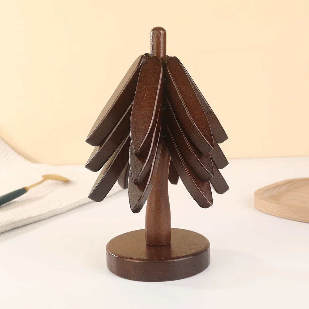 Rubber Wood Christmas Tree Anti Scald Coaster