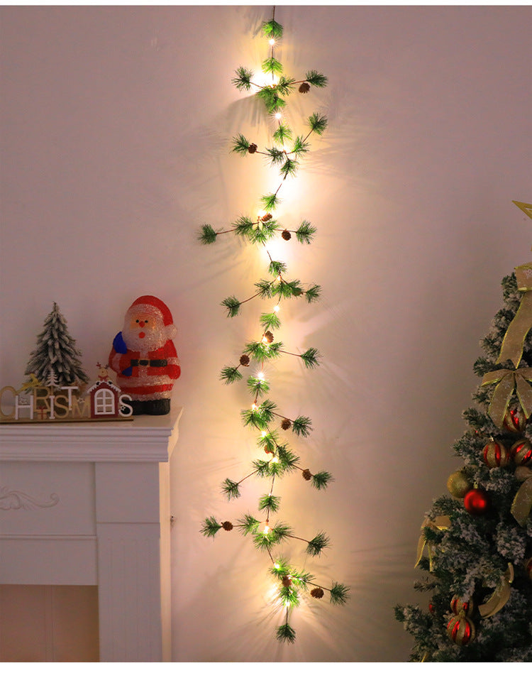 Christmas Lighted Red Berry Pine Cone Garland