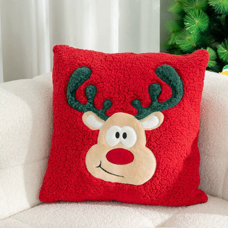 Flannel Embroidered Santa Claus Throw Pillow